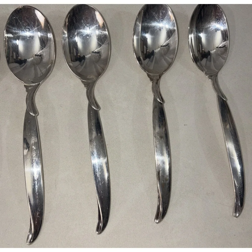 Set of 8 1847 Rogers‎ Bros Teaspoons Flair Pattern Silverplate Flatware 6 3/4 In